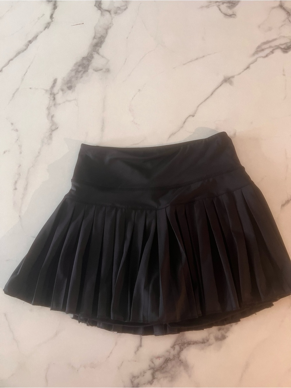 Black Pleated Mini Skirt with Wide Waistband